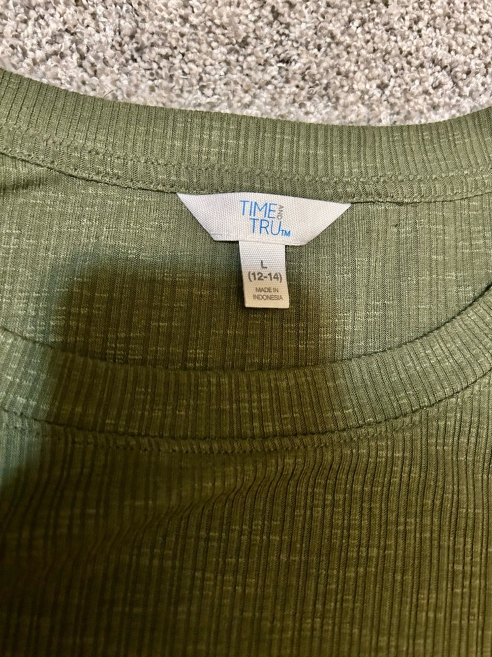 Time and Tru Olive Green Ribbed Tank Top - Picture 2 of 2